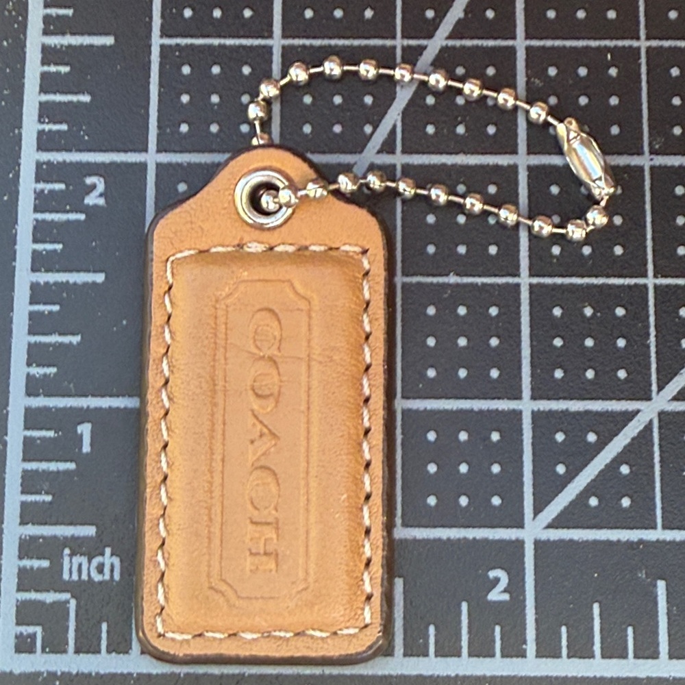 Coach Leather “Tan” Hangtag (w/silver-tone hardware)(Approx. size: 2” x 1”)(EUC)